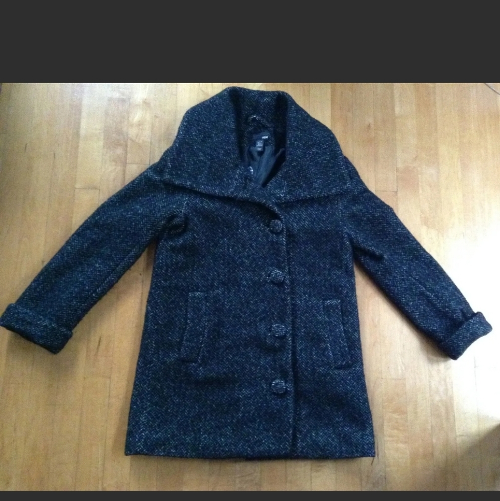 H&M Women's Peacoat Size 4 Wool Blend Black/Gray